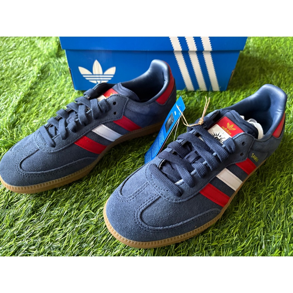 Adidas Samba OG Night Indigo Scarlet White Suede Sneakers IH6828 Women 7 Men 5.5